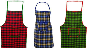Sun Multiple Check print Black Kitchen Apron with Single Front Pocket for Male or Female (Combo-3)