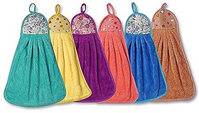 Peponi Microfibre Hand Towel with Ties (Pack of 6, Assorted Colour)