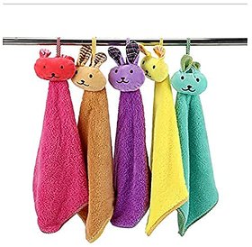 Peponi Microfibre Hand Towel with Ties (Pack of 5, Assorted Colour)