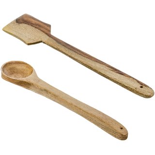                       Handcrafted Wooden Solid Turner  Solid Serving Spoon pack of 2                                              
