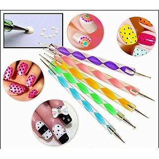 2 Way Dotting Pen Tool Nail Art Tip Dot Paint Manicure kit (5pc)