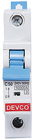 DEVCO 1-Pole-50-Amp (C-Curve 10kA) MCB01050C MCB