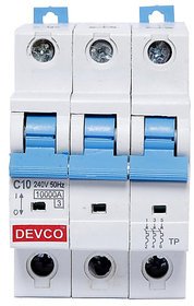 DEVCO 3-Pole 10-Amp (C-Curve 10kA) MCB30250C MCB