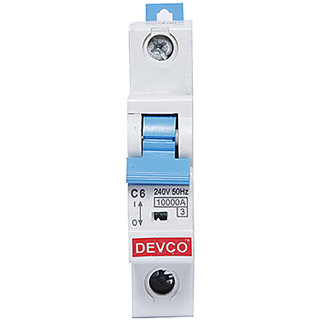 DEVCO 1-Pole-06-Amp (C-Curve 10kA) MCB01006C MCB