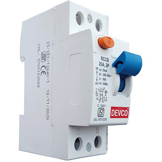 Buy DEVCO 2-Pole-25-Amp (30mA)-RCCB RCC202503 MCB Online @ ₹1359 from ...