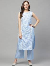 Ziyaa Women's Blue Colour Straight Art Silk Kurta