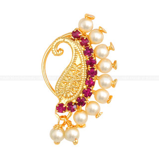 Vighnaharta Mayur Design with AD stone Alloy Maharashtrian Nath Nathiya./ Nose Pin for women Vighnaharta Mayur Design with AD stone Alloy Maharashtrian Nath Nathiya./ Nose Pin for women