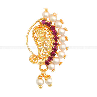 Vighnaharta Mayur Design with AD stone Alloy Maharashtrian banu Nath Nathiya./ Nose Pin for women Vighnaharta Mayur Design with AD stone Alloy Maharashtrian banu Nath Nathiya./ Nose Pin for women