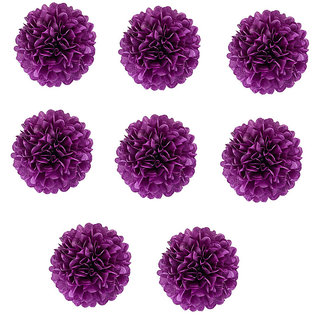 Hippity Hop Paper Pom Pom Puff Balls 12 inches For Paper decoration Hanging Dcor baby shower Purple (Pack of 8)