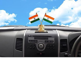 OMCY Imported Indian Flag with Clock for Office Home and Car dashboard