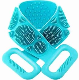 MARKWELL Silicone Massager Bath Dual Side Back Scrubber Belt Body Bath Brush - Assorted Color