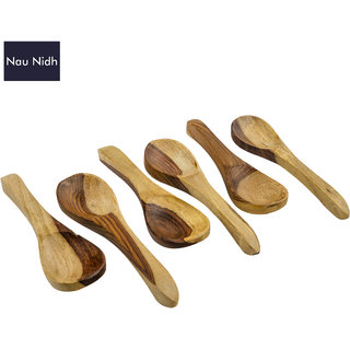                       Wooden Masala Spoons for Salt, Pickle, Turmeric, Spices. Wooden Measuring Spoon Set Of 6 light brown                                              