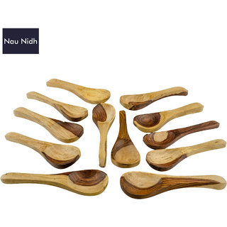                       Wooden Masala Spoons for Salt, Pickle, Turmeric, Spices. Wooden Measuring Spoon Set of 12                                              