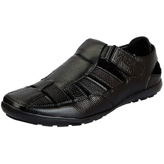 Bata Men's Black Formal Hook & Loop Shoe Style Sandals