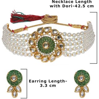 Aarable Grand Rajgharana Pearl Kundan Choker Necklace Set