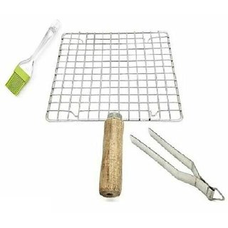 Buy Stainless Steel Roasting Jaali Net with wooden handle with Cooking ...