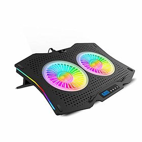 ZEBRONICS Zeb- NC9000 Laptop Cooling pad with Dual 110mm Fan Multi-Color Led Including 10 Multi Color LED Modes and has RGB Strips on The Both Sides