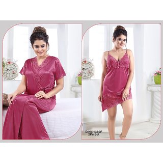                       Pink Night Set Womens 2pc Sleepwear set 1389F Babydoll  Over Coat Bridal Gift new bedroom daily Limited Edition                                              