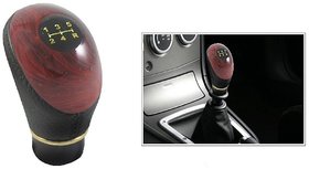 Brown  Black Type R Leather Plastic Gear Knob Handle for Car