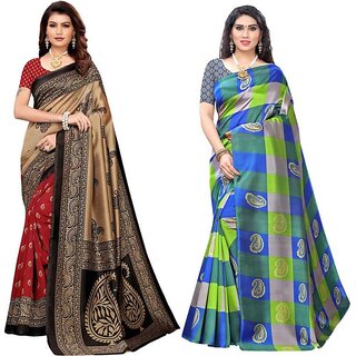                       SVB Sarees Mysore Silk Saree With Blouse Pack Of 2                                              