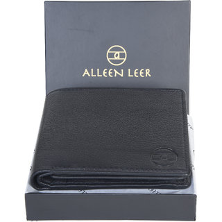 ALLEEN LEER Premium RFID Protected Men Genuine Leather Wallet (Black)