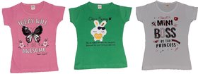 Girl's Regular Fit Fancy Sequence and Patcch Work T-Shirt-(3-6)years combo (pack of 3)