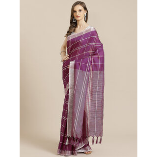                       SVB Saree Purple Cotton Silk Saree With Tassels                                              