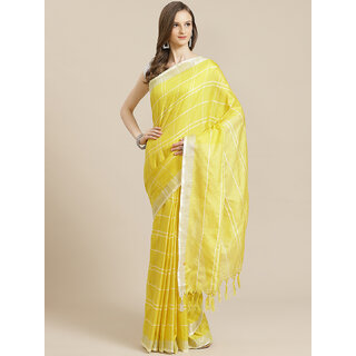                       SVB Saree Yellow Cotton Silk Saree With Tassels                                              