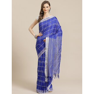                       SVB SareeBlue  Cotton Silk Saree With Tassels                                              