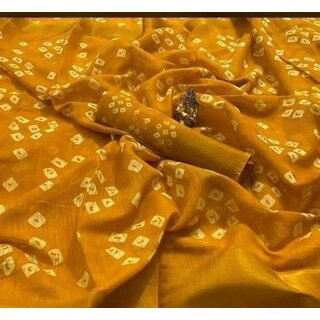                       SVB Saree Colour Yellow  Linen Bandhani Printed Saree                                              
