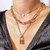Women's Punk Vintage Layered Portrait Lock Pendant Chunky Thick Cuban Link Chains Choker Necklaces (Set of 2)