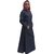 La Kasha Women Denim Stretch Light Weight slit pocket chinese collared Abaya