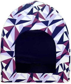 Dog Wala Velvet Fabric Geometric Shapes Pattern Printed Cave for Puppies and Dogs (Small)