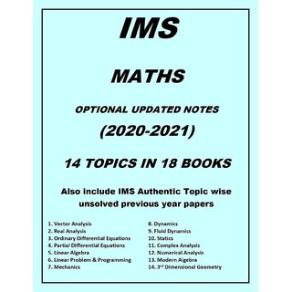                      IMS Maths Optional Latest Printed Class notes with IMS Topic Wise Previous Year Paper xerox printed 2020-21                                              