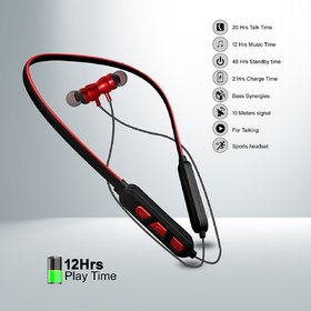 iSpares A10 NeckBand Bluetooth Headset  (Red ,In the Ear)