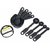 8 Piece Measuring Cup  Spoon Set - Multi Purpose Kitchen Tool (with Free Hanging Groove- Black) By S4