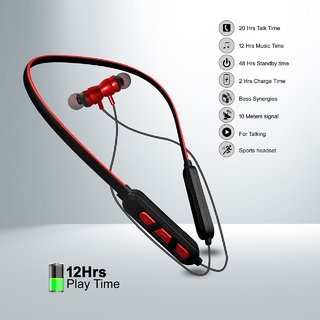                       Solymo A10 NeckBand Bluetooth Headset  (Red ,In the Ear)                                              