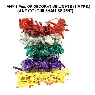 Set of 3 Coloured Rice Lights (Assorted Colours) (5 mts)
