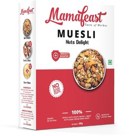 Mamafeast Muesli Nut Delight 400g, Breakfast Cereal Whole Oats  Whole Grain Immunity Booster400 g, Box