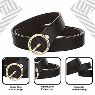 Threadstone Women Ladies's Stylist Leatherite Black Belt for Jeans and dresses