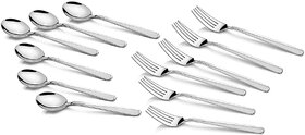 Homestory 12 Pcs Set of Stainless Steel Spoon and Fork