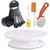 Kitchen4U - Cake Turntable,8Pcs Black Measuring Cups and Spoons Sets, Pizza Cutter, Silicone Spatula and Pastry Brush