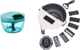 Kitchen4U - 9 in 1 Multifunction Magic Rotate Vegetable Cutter with Wet Drain Basket Chopper 450 ML(Color May Vary)