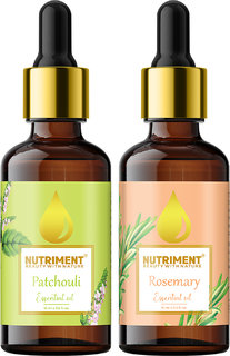Nutriment Rosemary  Patchouli Essential Oil, 15ml each (Combo of 2)