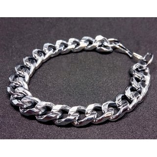 Dynox Stainless Steel Chain Design Silver Bracelet for Men and Boys - 8inches