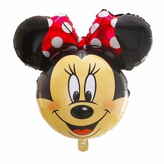 Hippity Hop Minnie Mouse Red Bow Round shape head Foil Balloon 26 inch For Minnie Mouse Pack of 1 (Multicolor)