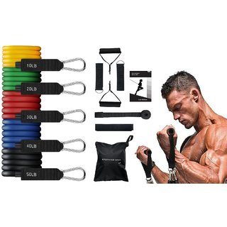 11 Pieces Resistance Exercise Tubing Set for Strength for Exercise, Stretching, and Workout Toning Tube Kit