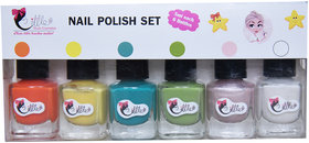 LITTLE Nail Polish - Luxurious Collection of Orange, Yellow, Blue, Green , Pink, White 30ml Pack of 6 , 5ml each