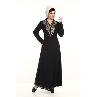                       La Kasha Women Poly Georgette Hand Embroidered Glitz Abaya, Modest Gown                                              