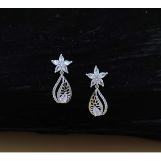 Neelam Flashy Silver Plated Plated CZ/AD Drop earrings for Women & Girls